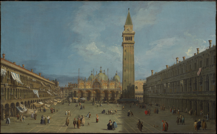 Piazza San Marco, Canaletto: Landscape painting from the 1720s depicting Venice's Piazza San Marco from Canaletto.