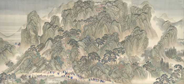 The Kangxi Emperor's Southern Inspection Tour, Wang Hui: scroll highlighting the emperor's visit to Mount Tai from chinese landscape artist Wang Hui from 1698